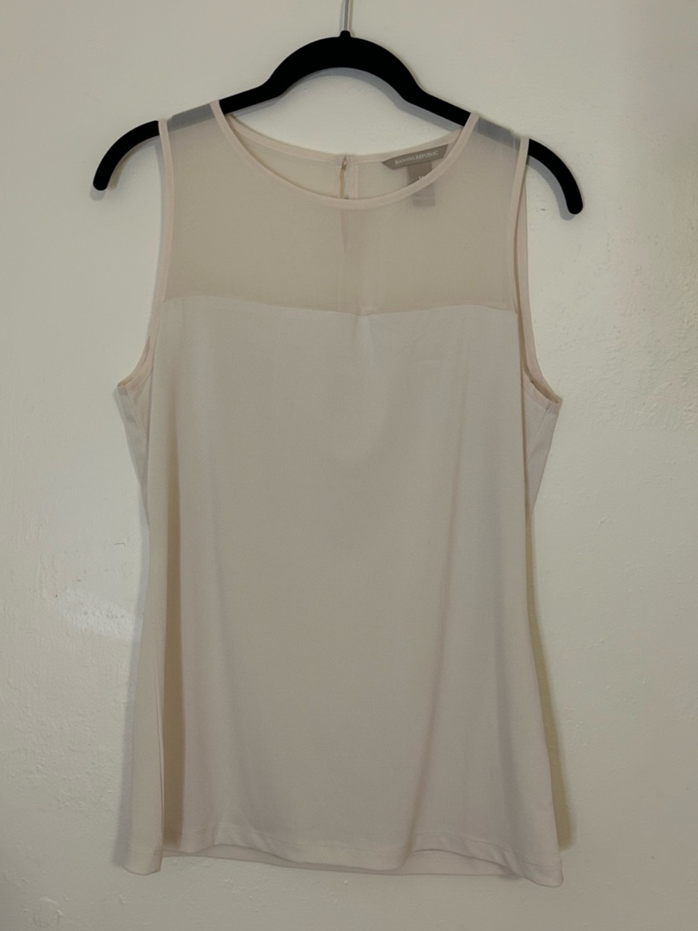 Banana Republic Sleeveless Sheer Yoke Camisole in Light Cream